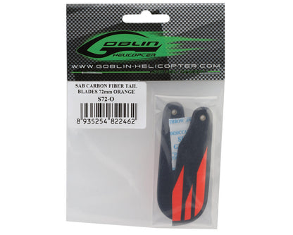 SAB Goblin 72mm Carbon Fiber Tail Blade Set (Orange)