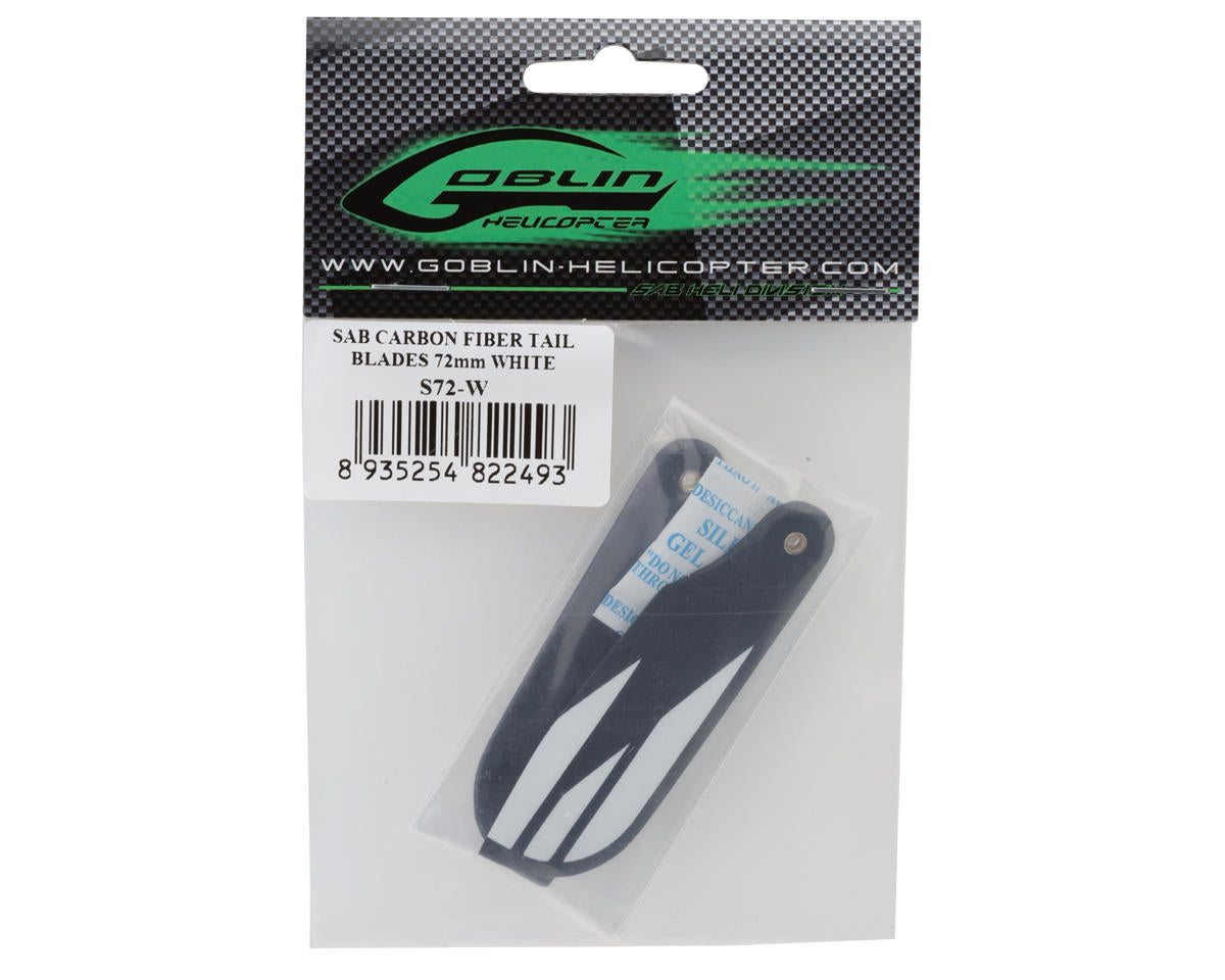 SAB Goblin 72mm Carbon Fiber Tail Blade Set (White)