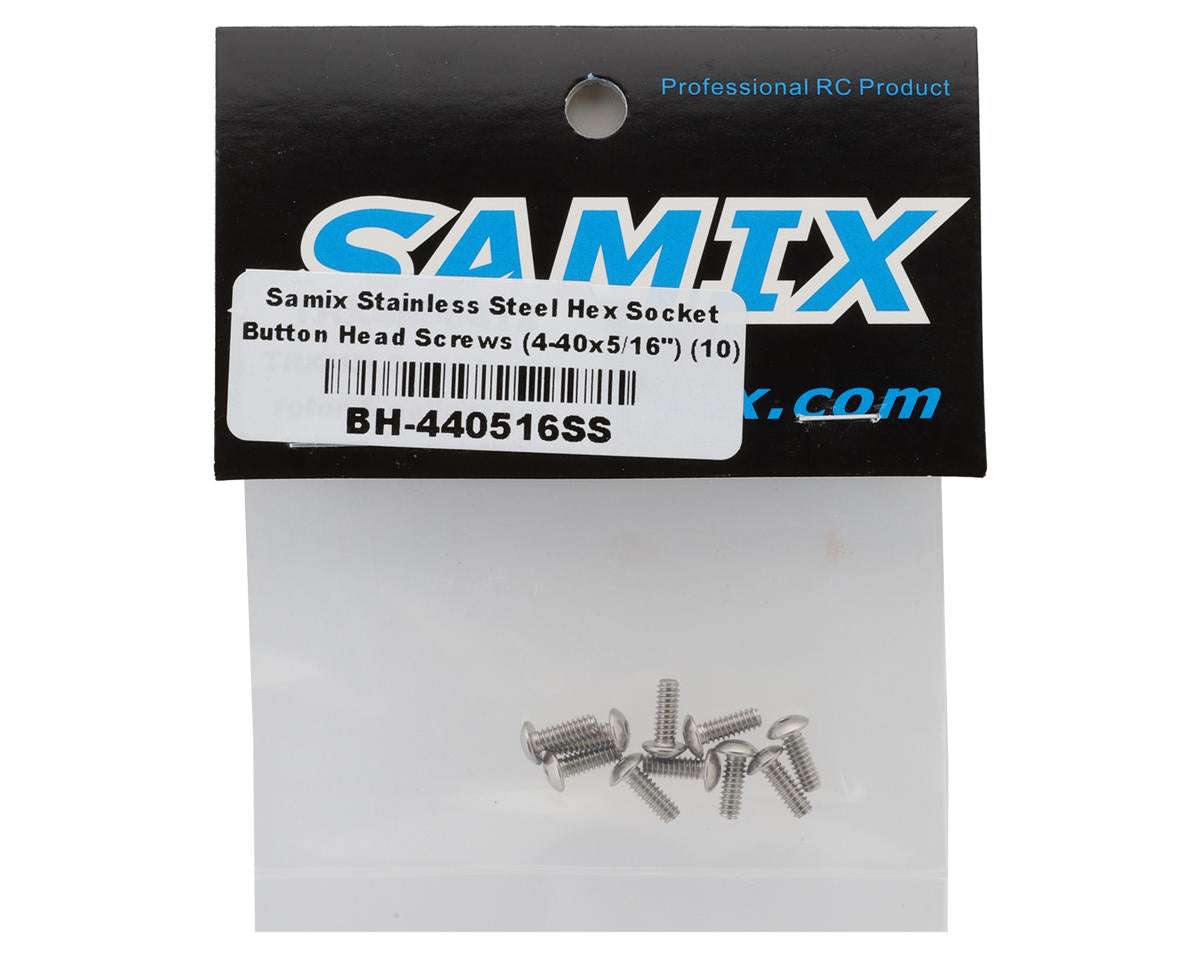 Samix Stainless Steel Button Head Hex Screws (10) (4-40) (5/16")