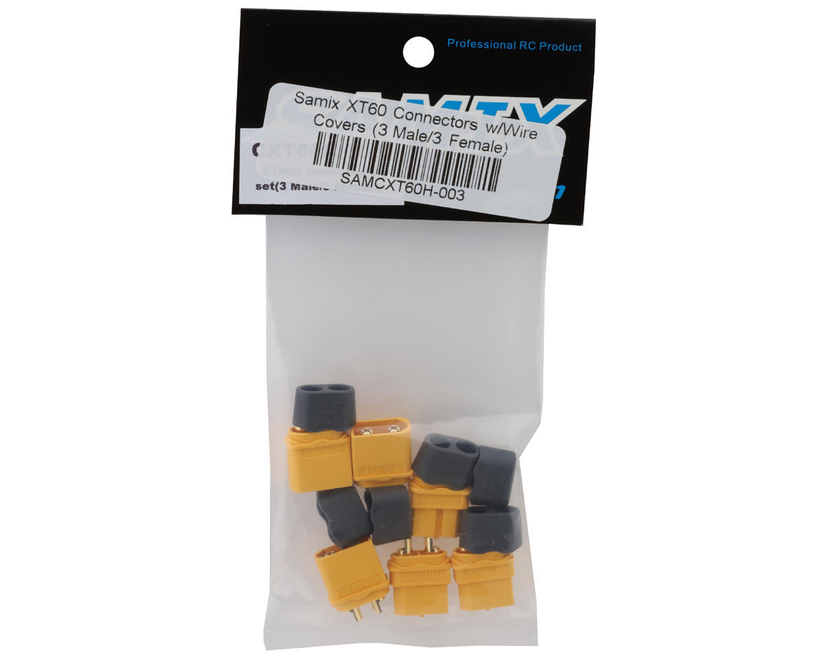 Samix XT60 Connectors w/Wire Covers (3 Male/3 Female)