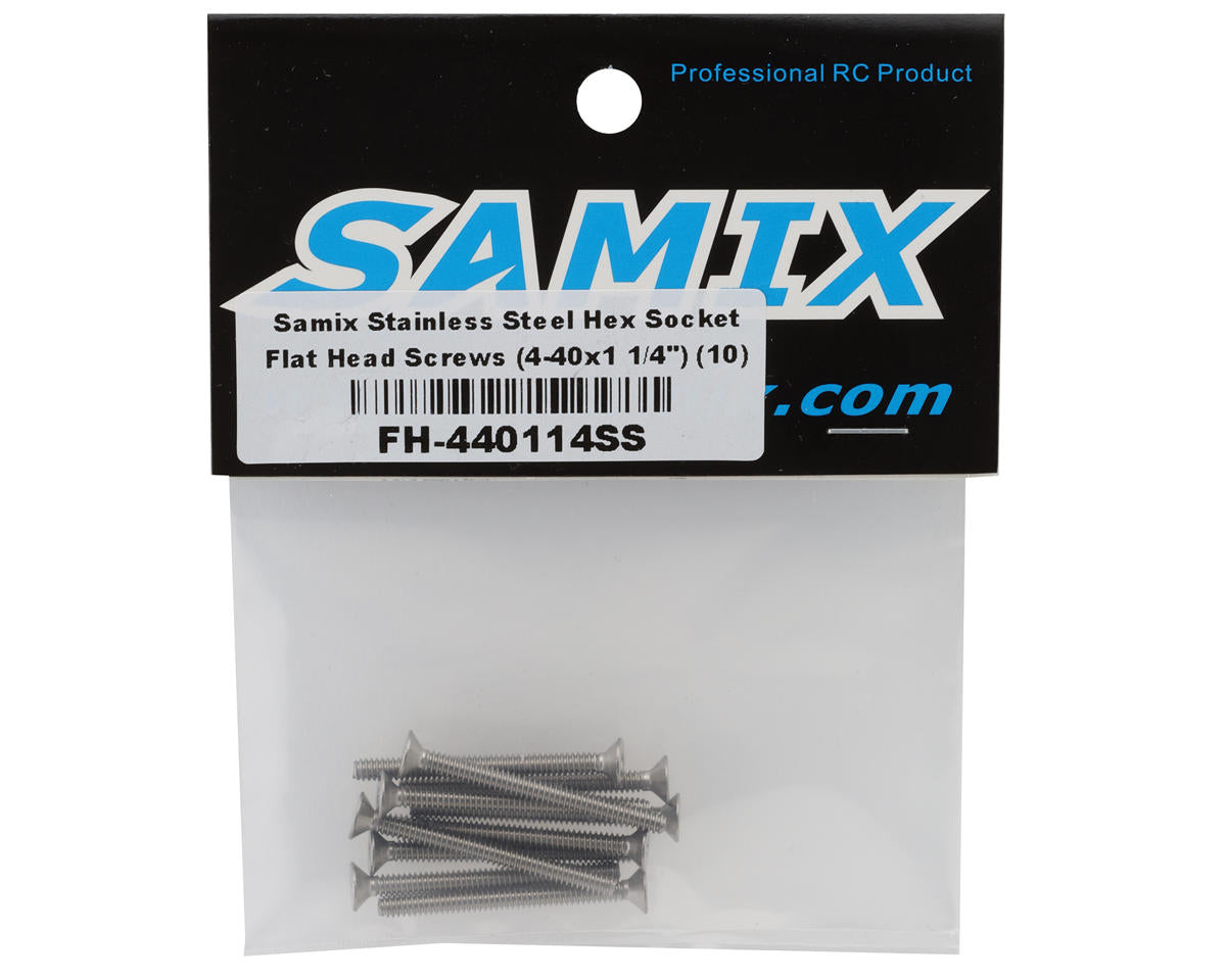 Samix 4-40x1 1/4" Hex Stainless Steel Flat Head Screws (10)