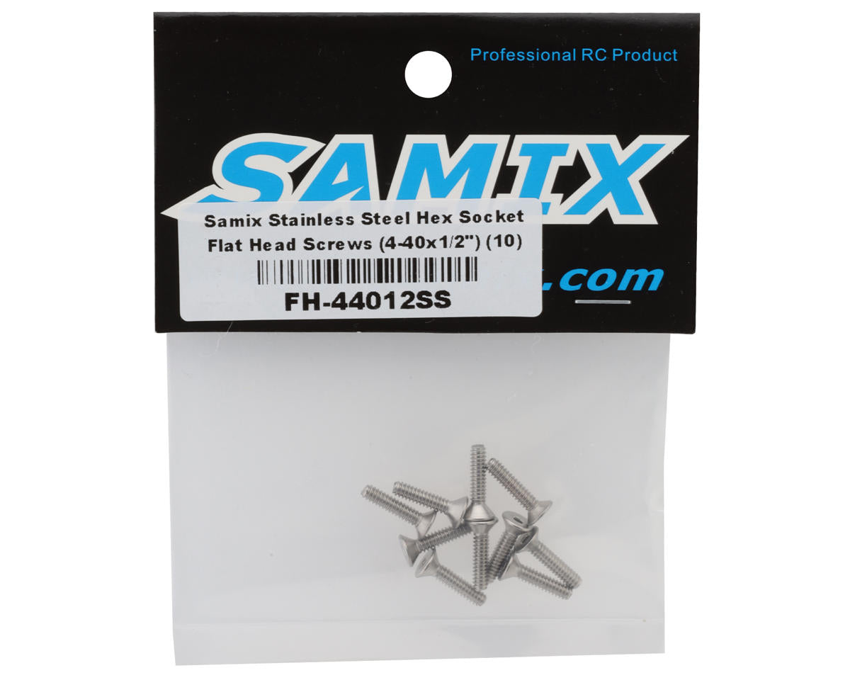 Samix 4-40x1/2" Hex Stainless Steel Flat Head Screws (10)