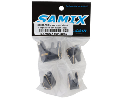Samix SCX10 Pro Brass Lower Shock Suspension Link Mount Set (Black)
