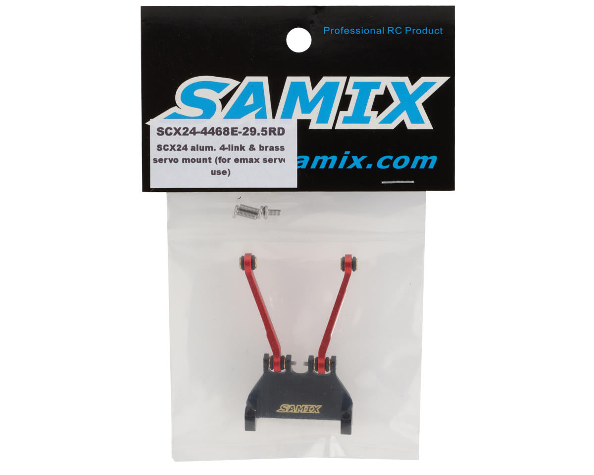 Samix SCX24 Brass Servo Mount & Aluminum 4-Link w/29.5mm Links (Red)