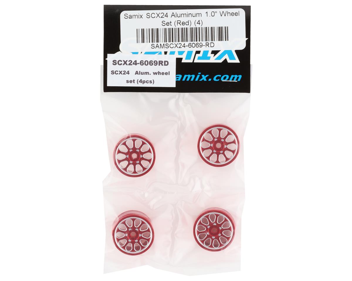 Samix SCX24 Aluminum 1.0" Wheel Set (Red) (4)