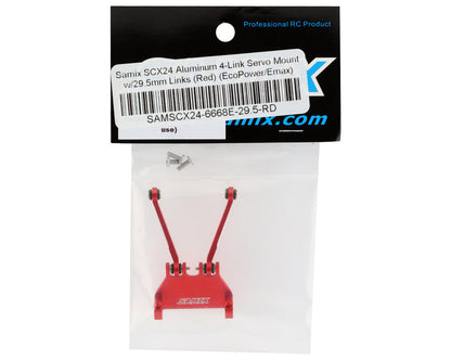 Samix SCX24 Aluminum 4-Link Servo Mount w/29.5mm Links (Red) (EcoPower/Emax)