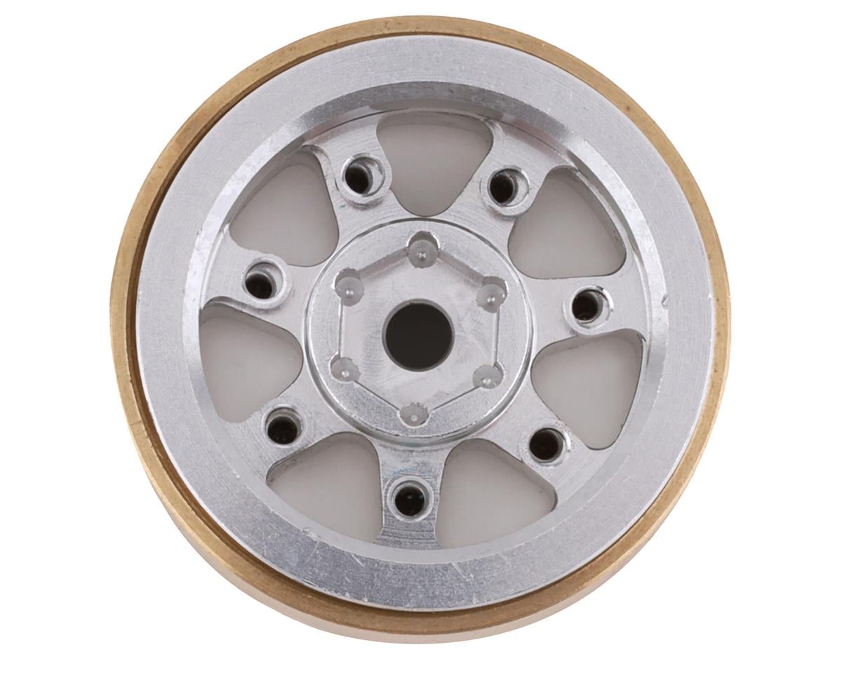 Samix SCX24 Aluminum & Brass 1.0" Beadlock Wheel Set w/Scale Hubs (Silver) (4)