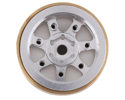 Samix SCX24 Aluminum & Brass 1.0" Beadlock Wheel Set w/Scale Hubs (Silver) (4)