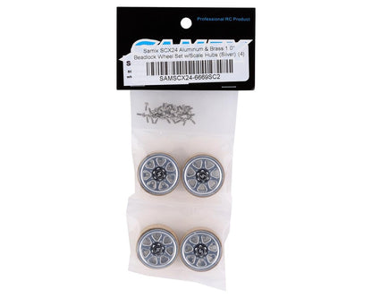 Samix SCX24 Aluminum & Brass 1.0" Beadlock Wheel Set w/Scale Hubs (Silver) (4)
