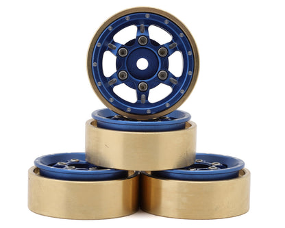 Samix SCX24 Aluminum & Brass Adjustable Offset 1.0" Beadlock Wheels (Blue) (4)