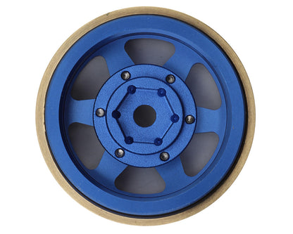 Samix SCX24 Aluminum & Brass Adjustable Offset 1.0" Beadlock Wheels (Blue) (4)