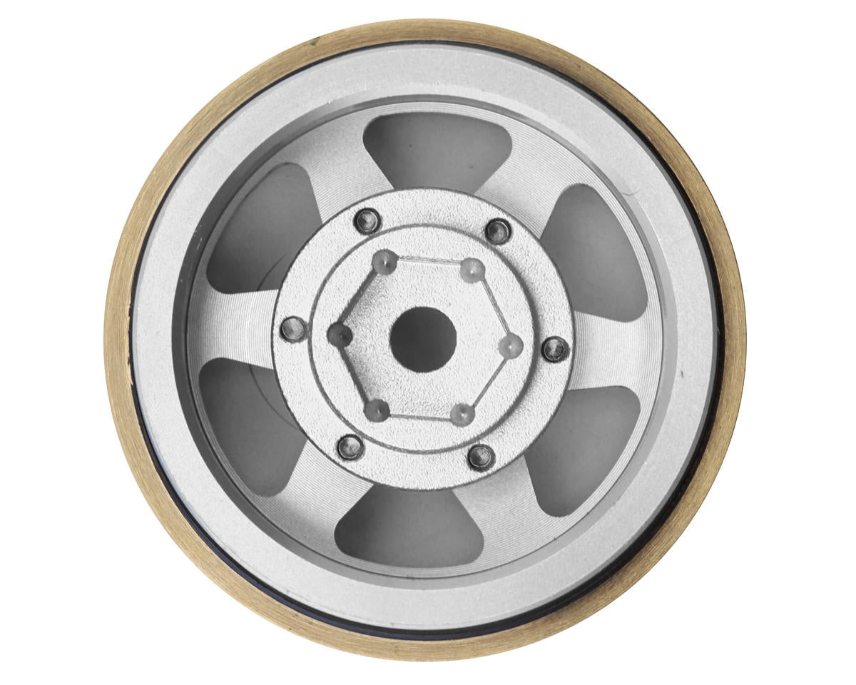 Samix SCX24 Aluminum & Brass Adjustable Offset 1.0" Beadlock Wheels (Silver) (4)
