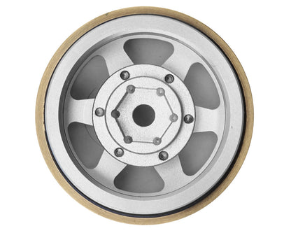 Samix SCX24 Aluminum & Brass Adjustable Offset 1.0" Beadlock Wheels (Silver) (4)