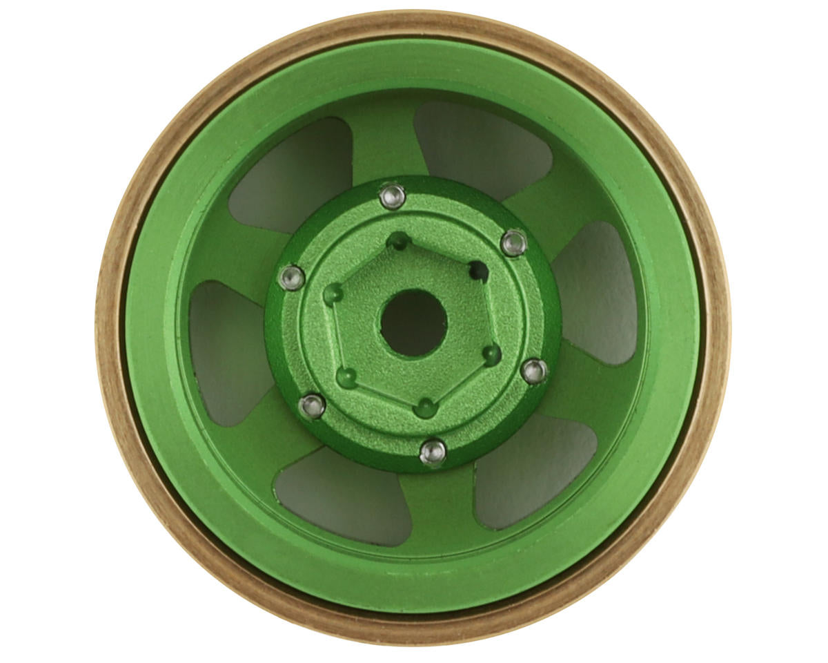 Samix SCX24 Aluminum & Brass Adjustable Offset 1.0" Beadlock Wheels (Green) (4)