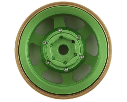 Samix SCX24 Aluminum & Brass Adjustable Offset 1.0" Beadlock Wheels (Green) (4)