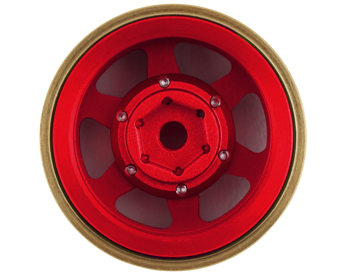 Samix SCX24 Aluminum & Brass Adjustable Offset 1.0" Beadlock Wheels (Red) (4)