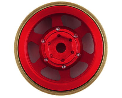 Samix SCX24 Aluminum & Brass Adjustable Offset 1.0" Beadlock Wheels (Red) (4)