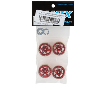 Samix SCX24 Aluminum & Brass Adjustable Offset 1.0" Beadlock Wheels (Red) (4)
