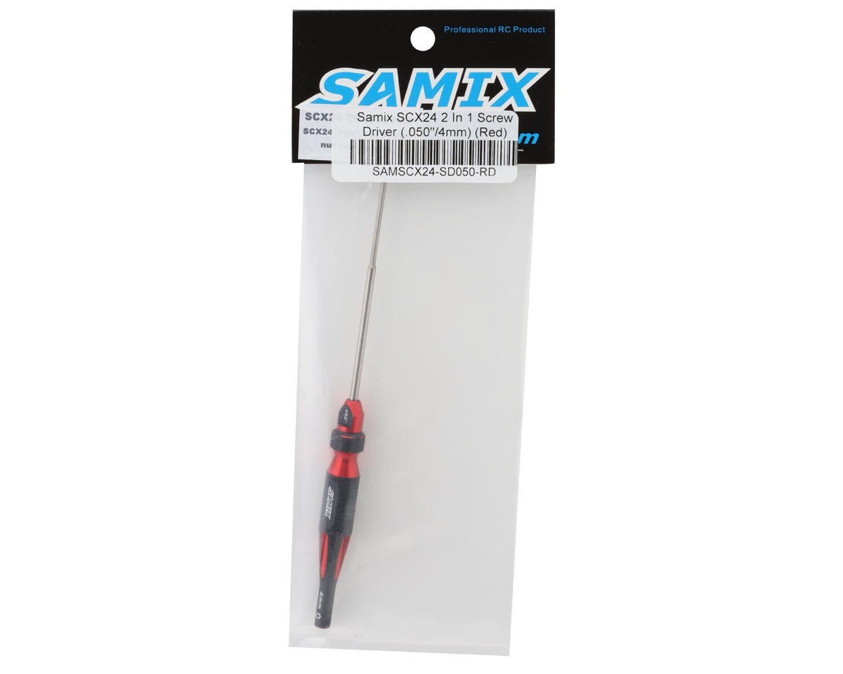 Samix SCX24 2-in-1 Hex Wrench/Nut Driver (Red) (.050" Hex/4mm Nut)