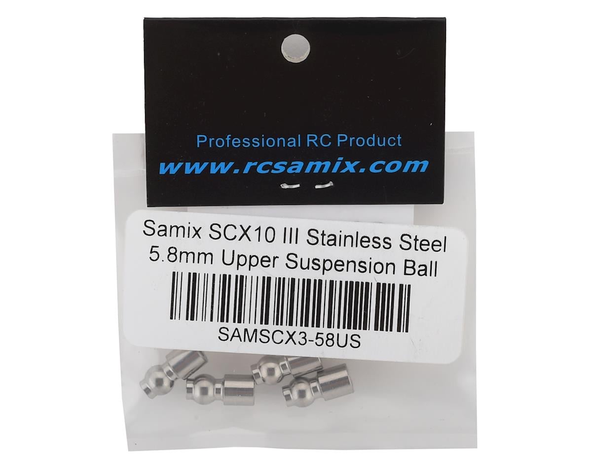 Samix SCX10 III Stainless Steel 5.8mm Upper Suspension Ball (4)