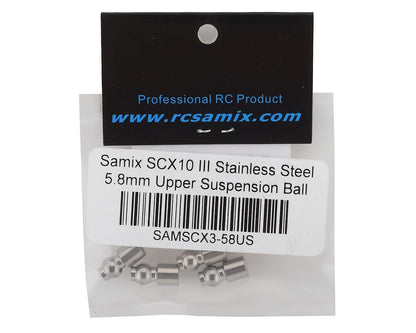 Samix SCX10 III Stainless Steel 5.8mm Upper Suspension Ball (4)