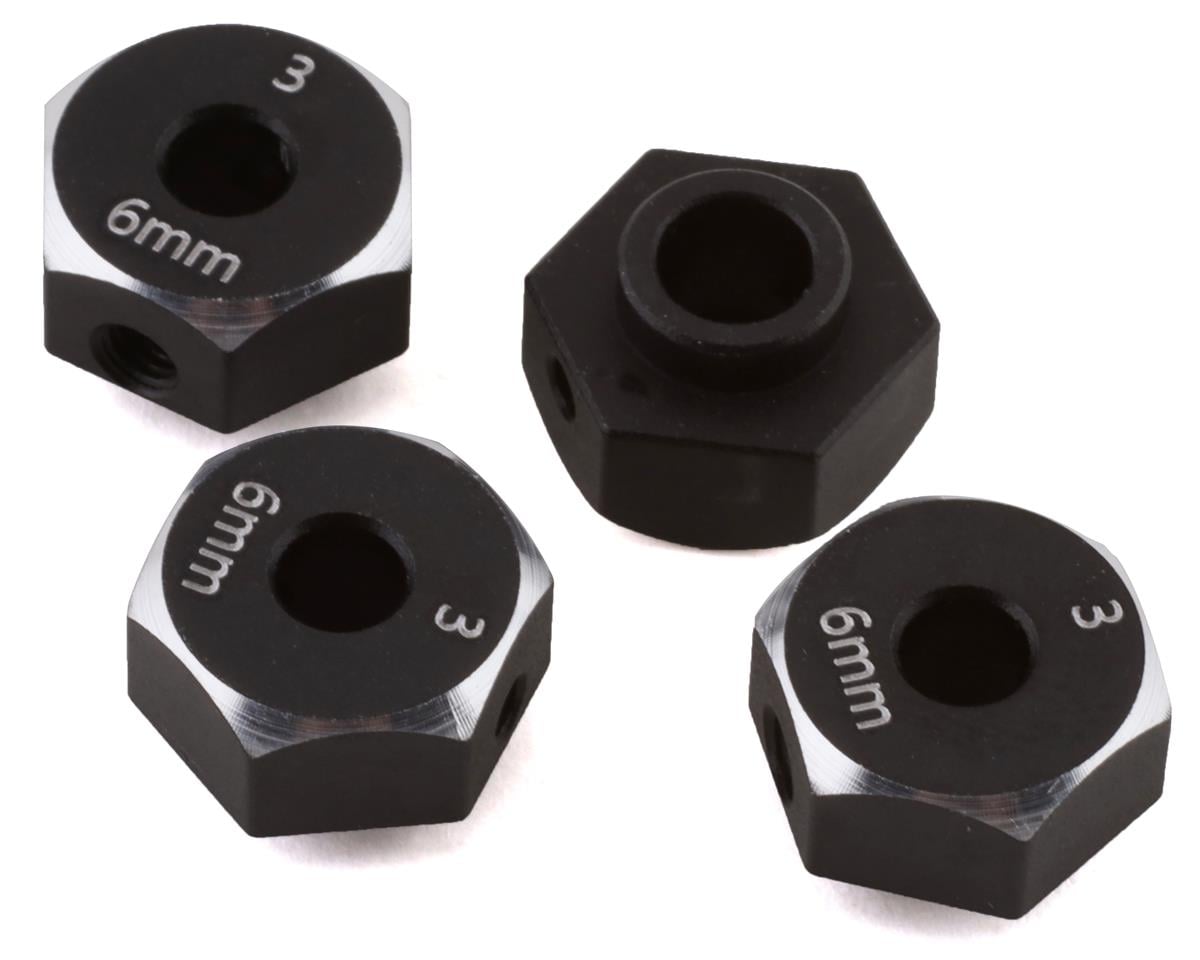 Samix SCX10 III Aluminum Hex Adapter (Black) (4) (6mm)