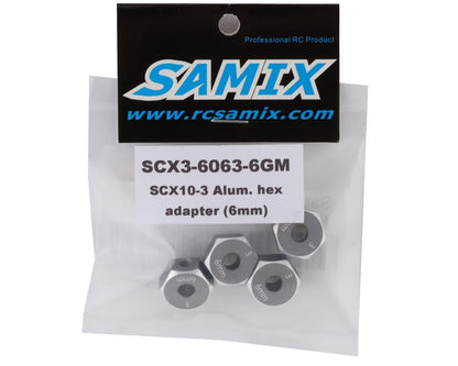 Samix SCX10 III Aluminum Hex Adapter (Grey) (4) (6mm)