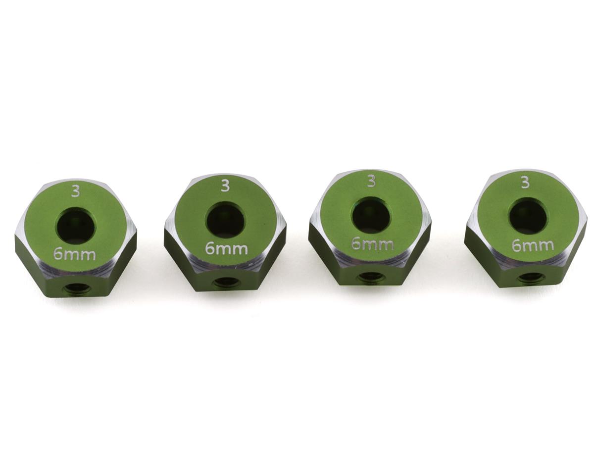 Samix SCX10 III Aluminum Hex Adapter (Green) (4) (6mm)