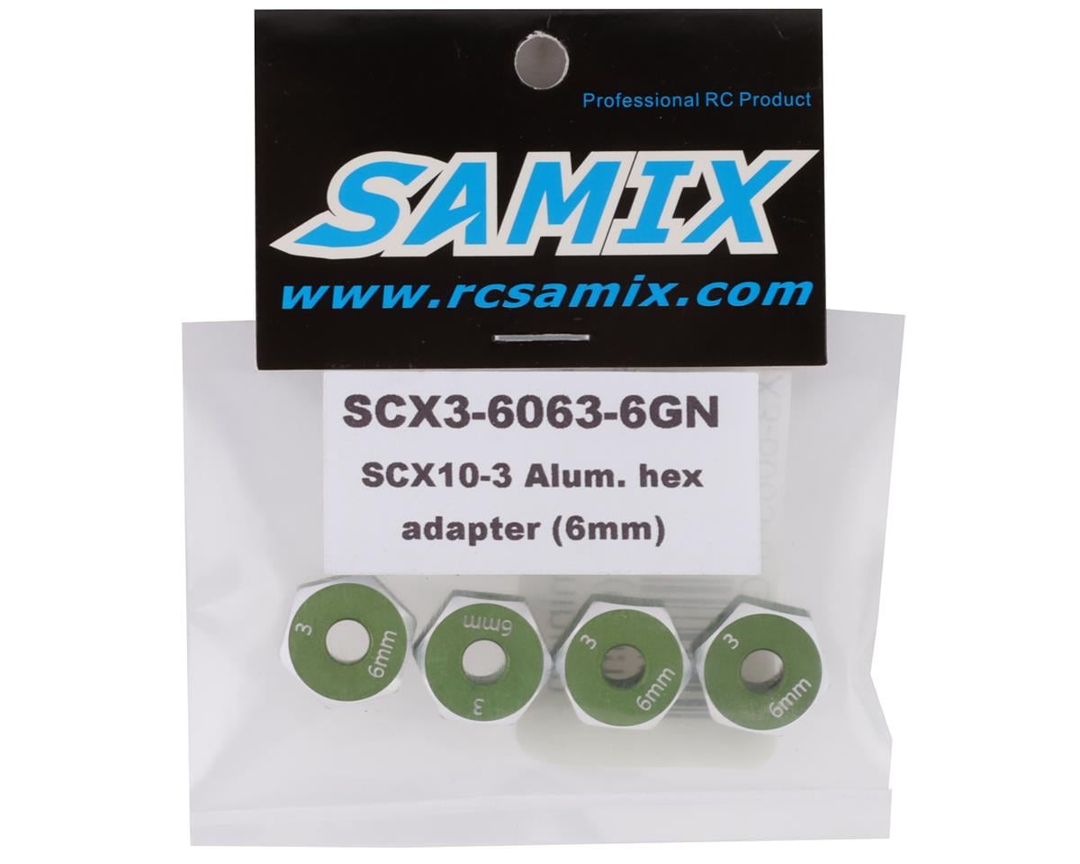 Samix SCX10 III Aluminum Hex Adapter (Green) (4) (6mm)