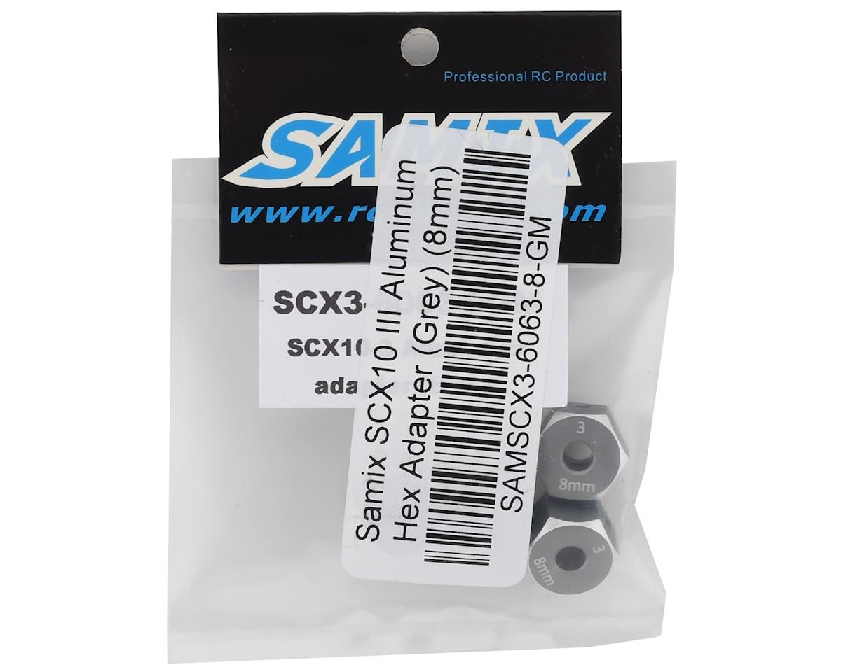 Samix SCX10 III/Capra Aluminum Hex Adapter (Grey) (4) (8mm)