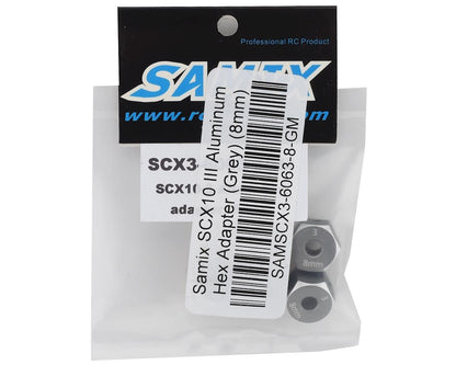 Samix SCX10 III/Capra Aluminum Hex Adapter (Grey) (4) (8mm)