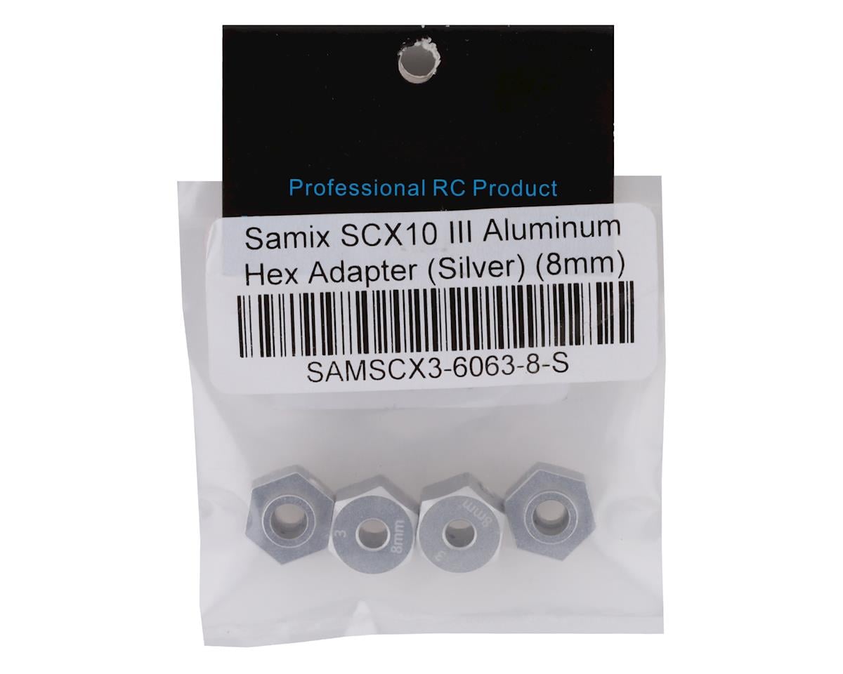 Samix SCX10 III/Capra Aluminum Hex Adapter (Silver) (4) (8mm)