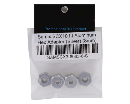 Samix SCX10 III/Capra Aluminum Hex Adapter (Silver) (4) (8mm)