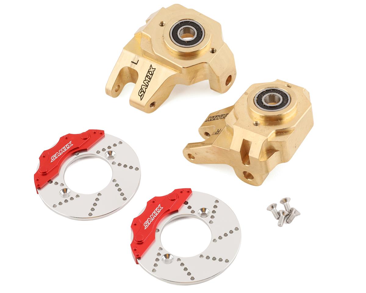 Samix SCX6 Brass Heavy Duty Steering Knuckle Set w/Brake Rotor