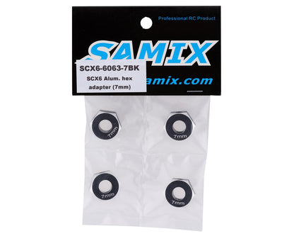 Samix SCX-6 Aluminum Hex Adapter (Black) (4) (7mm)