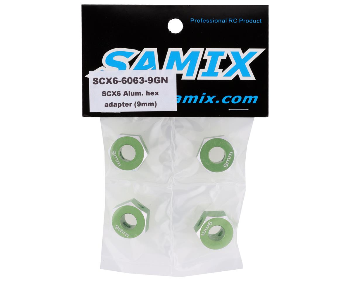 Samix SCX-6 Aluminum Hex Adapter (Green) (4) (9mm)