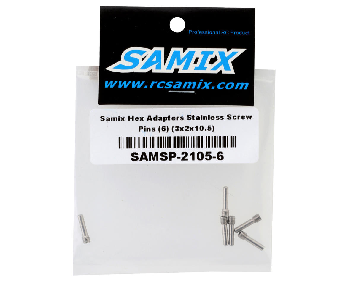 Samix Hex Adaptor Stainless Screw Pins (6) (3x2x10.5)