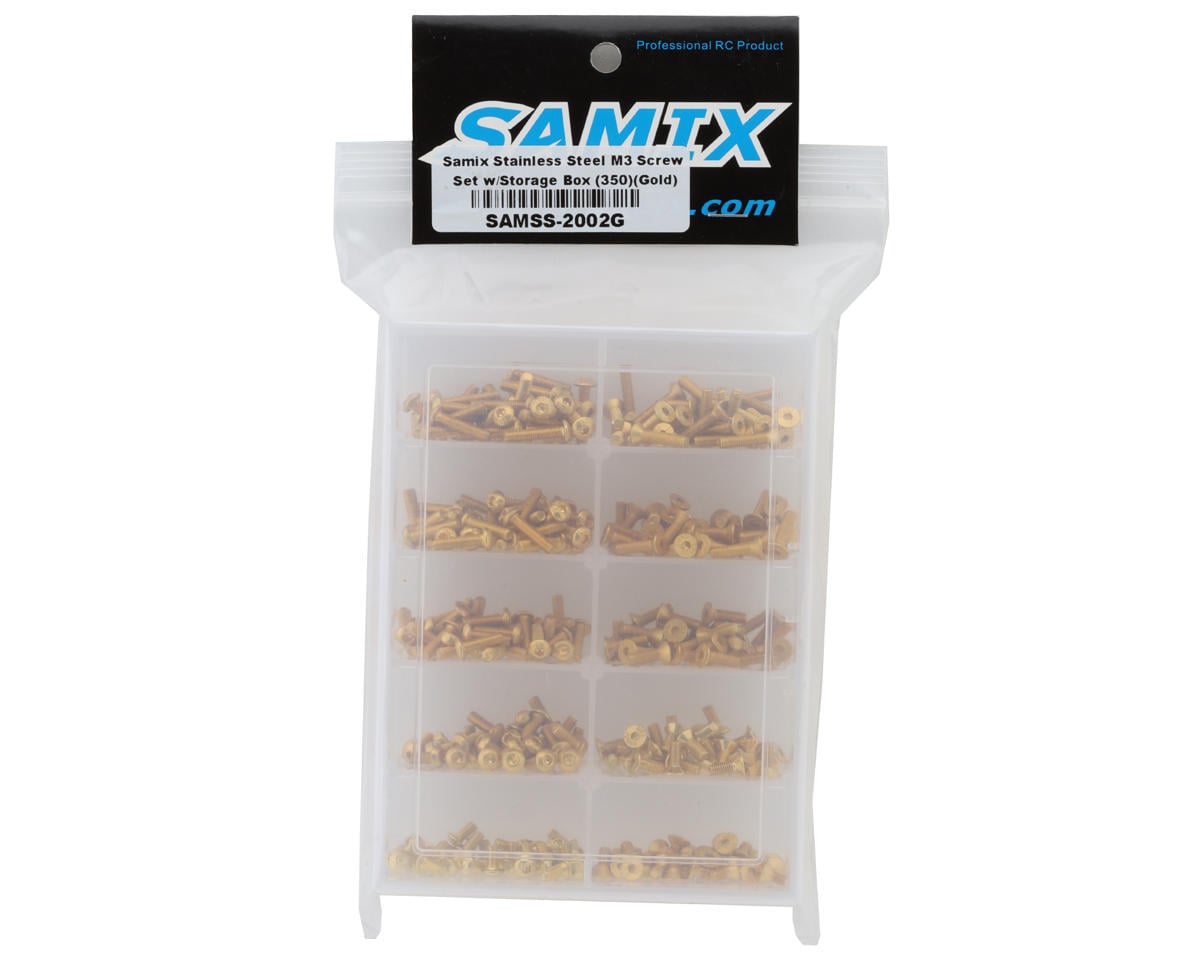 Samix Stainless Steel M3 Screw Set w/Storage Box (Gold) (350)