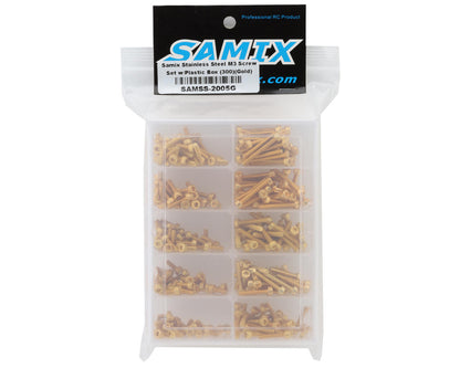 Samix Stainless Steel M3 Screw Set w/Plastic Box (Cap Head) (Gold)