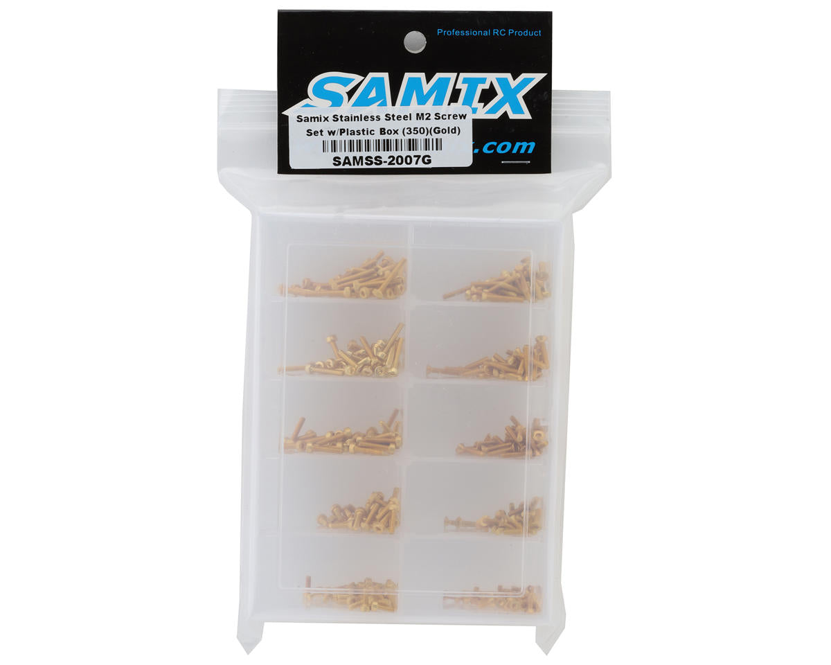 Samix Stainless Steel M2 Screw Set w/Plastic Box (Gold) (350)