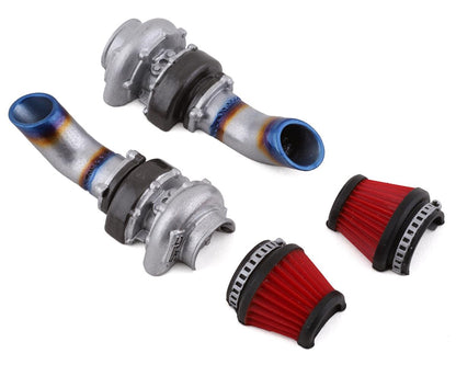Sideways RC Scale Drift Dual Half Turbo Kit w/Cone Filter (2) (Red)