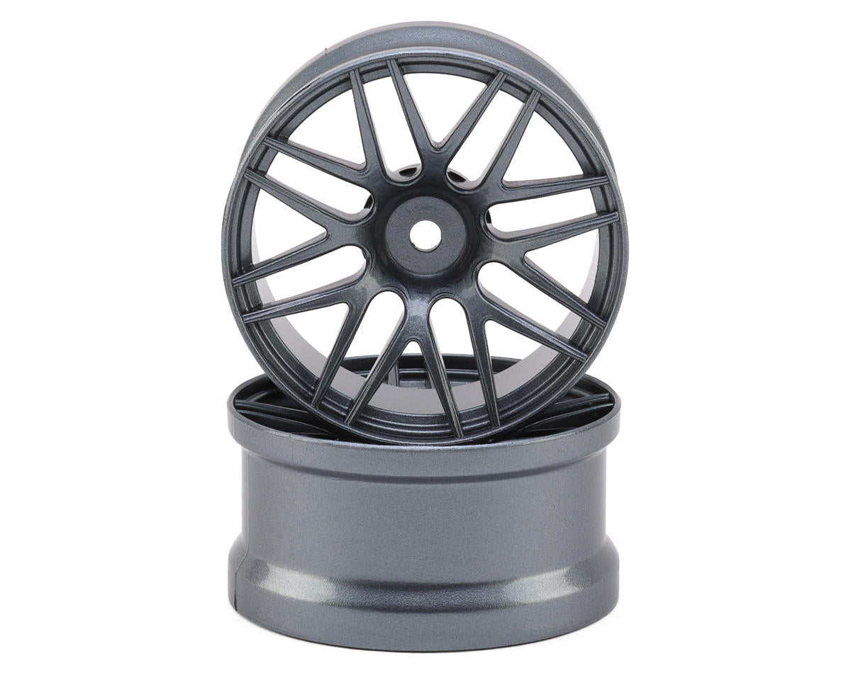 Sideways RC 1/10 R2 Multi-Spoke Nylon Drift Wheels (Gun Metal) (2) (6mm Offset)