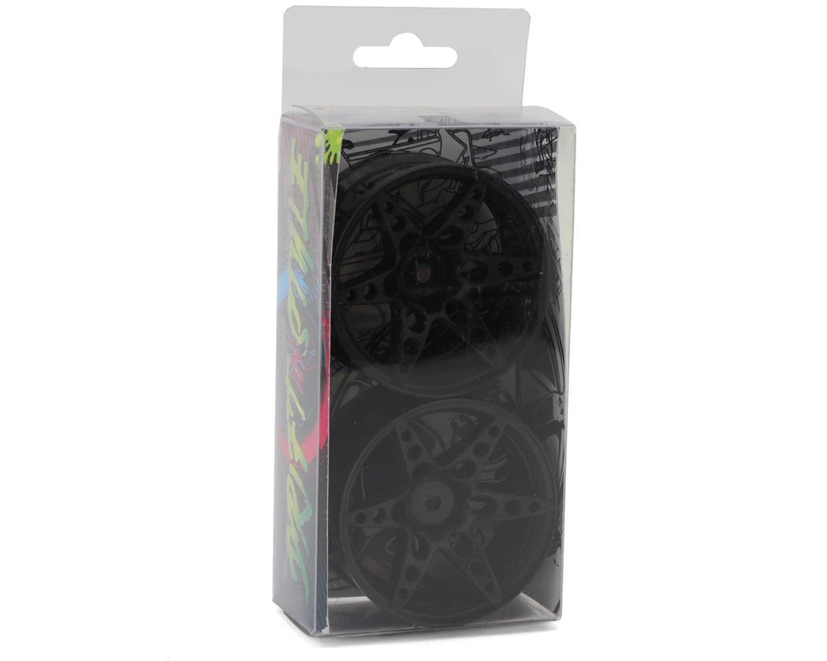 Sideways RC SRC R1 Multi-Spoke Nylon Drift Wheels (Black) (2) (6mm Offset)