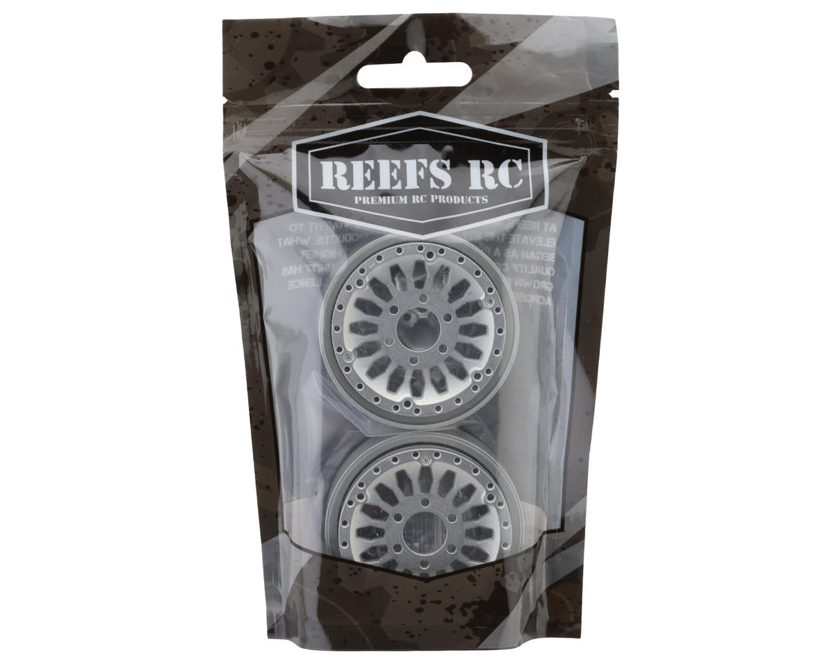 Reefs RC SHIELD 1.9" Beadlock Wheels w/Reef Hubs & Rings (Silver) (2)
