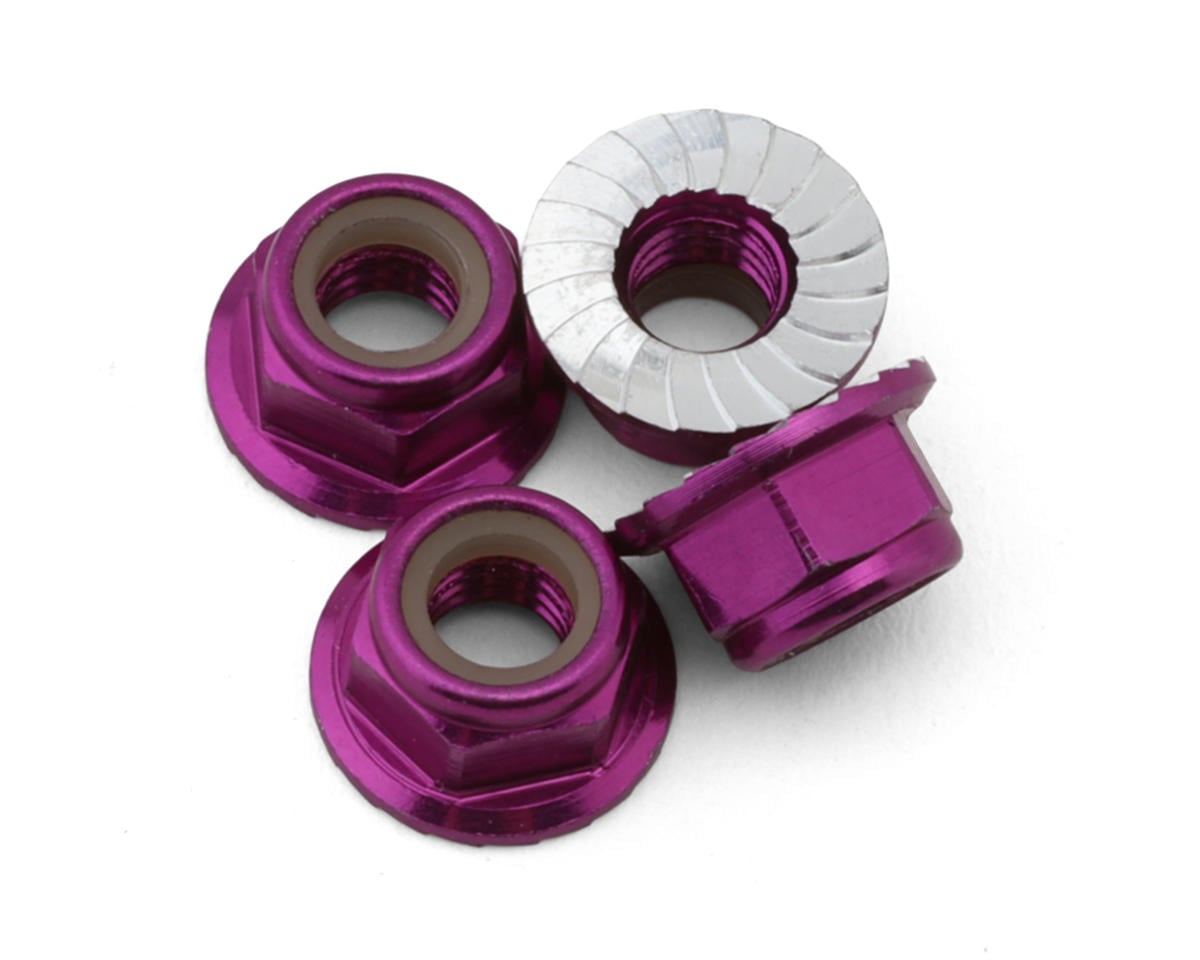 Reefs RC 5mm Aluminum Flanged & Serrated Lock Nuts (Purple) (4)