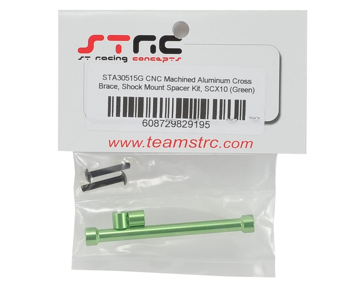 ST Racing Concepts SCX10 Aluminum Cross Brace & Shock Mount Spacer Kit (Green)