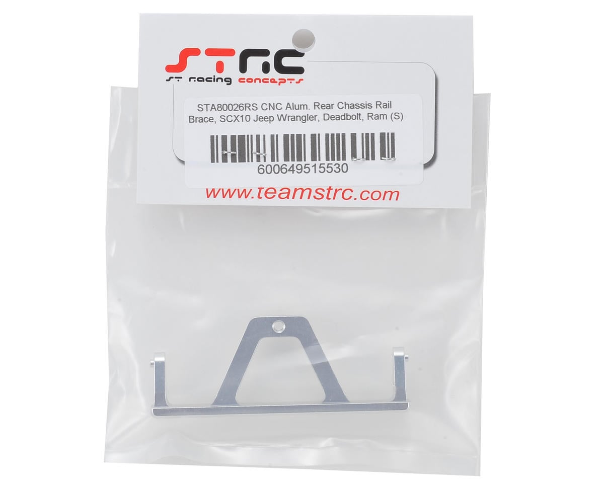 ST Racing Concepts SCX10 Aluminum Rear Chassis Rail Brace (Silver)