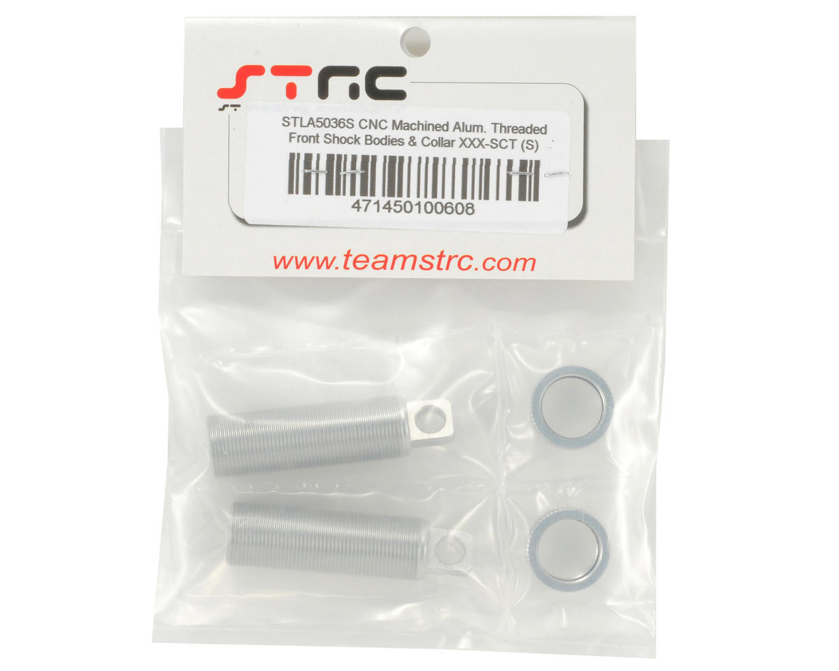 ST Racing Concepts Aluminum Threaded Front Shock Body & Collar Set (Silver) (2)