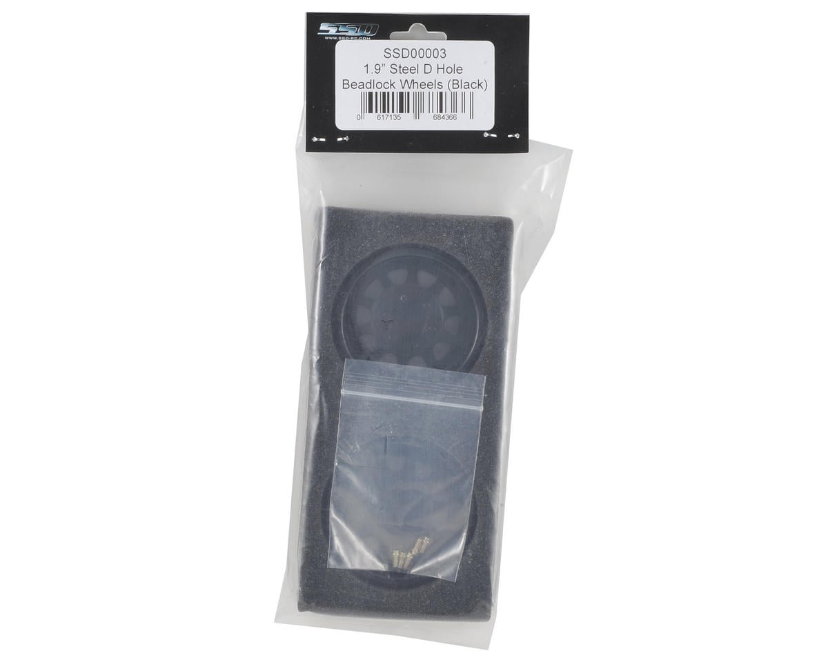 SSD RC D Hole 1.9" Steel Beadlock Crawler Wheels (Black) (2)