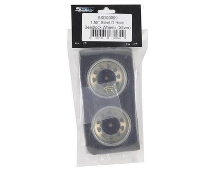 SSD RC D Hole 1.55" Steel Beadlock Crawler Wheels (Silver) (2)